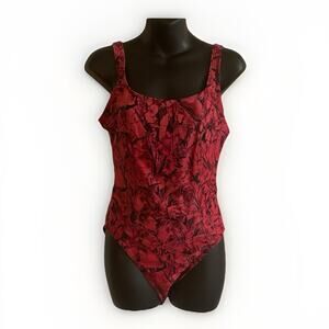 MIRACLESUIT Oceanus 12 One-Piece Red/Pink Swimsuit Slimming Cruise Resort Beach